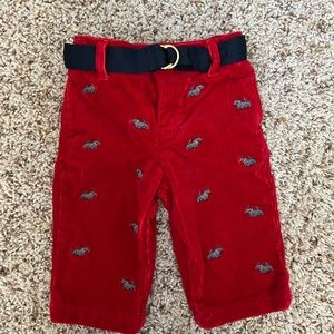 Ralph Lauren Red Embroidered Corduroy Pants